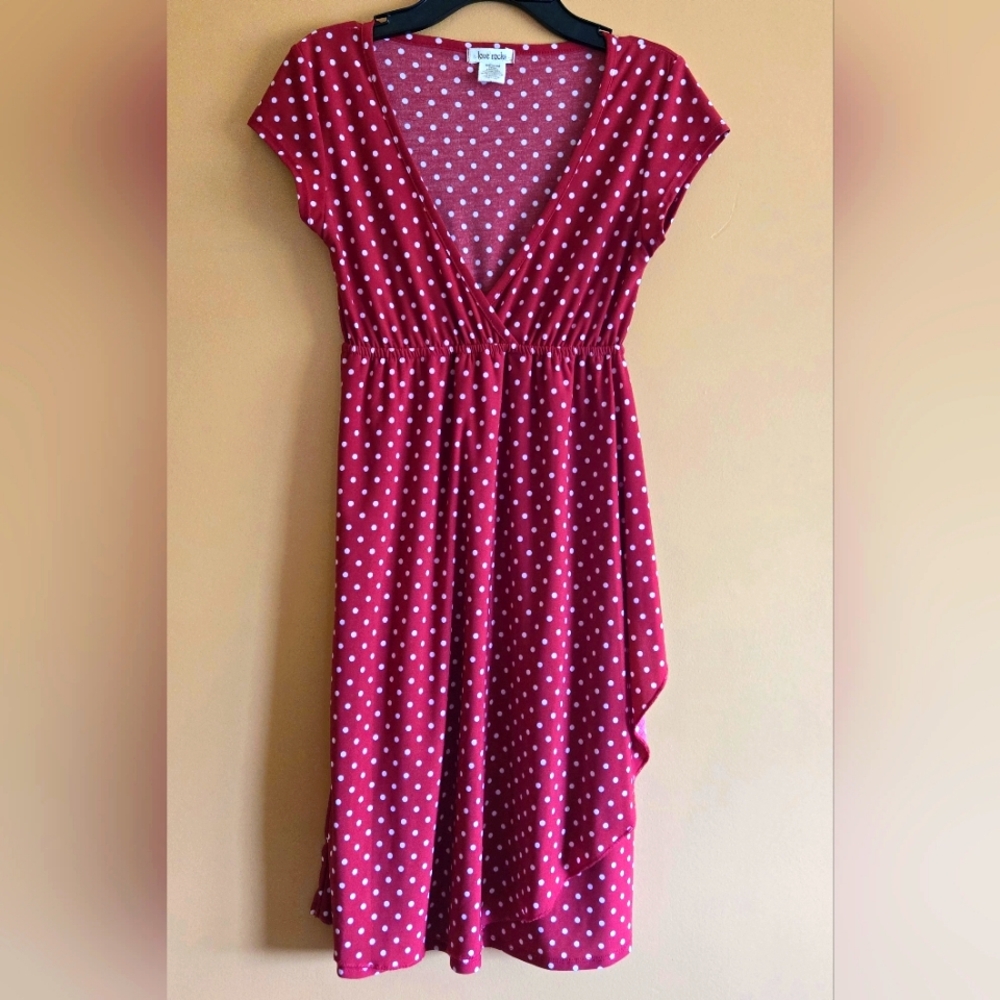 love rocks Polka Dot Wrap Dress, M (PTP=13")